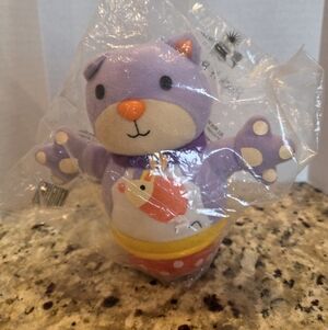 Vintage Avon Learning Journey Rock N Rattle Kitty Plush Cat Baby Wobble Toy NEW